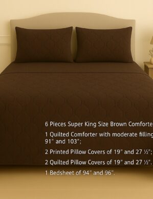 6 Pieces Super King Size Comforter Set