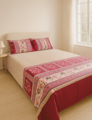 Pink Floral Cotton Bed Sheet