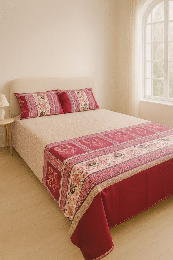 Pink Floral Cotton Bed Sheet Pink Floral Cotton Bed Sheet