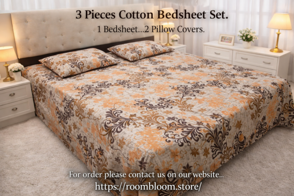 Cozy bedroom with floral bedsheet set Cotton BedSheet Set